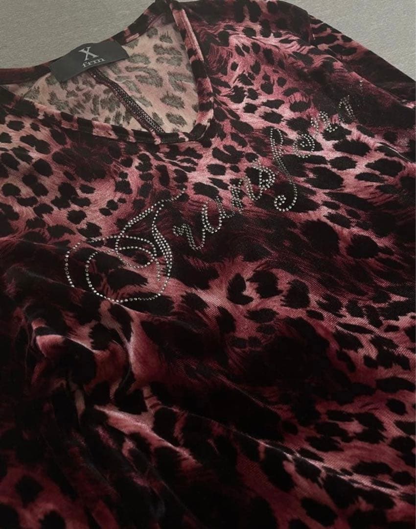 レオパード ロンt ラメ ベロア y2k 英字 平成 お兄系 V系