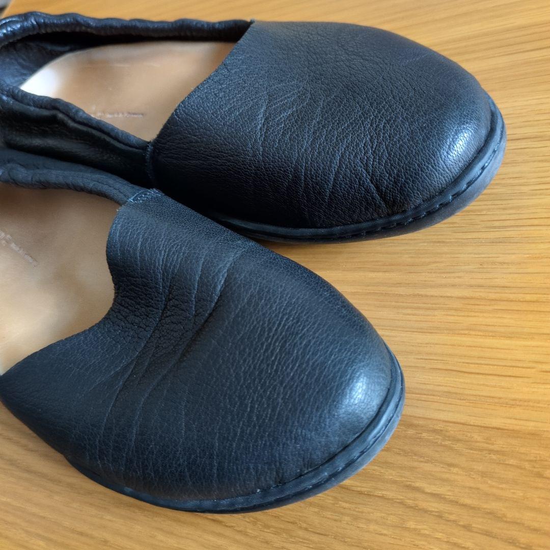 【trippen】ブラックレザー フラットシューズ 38