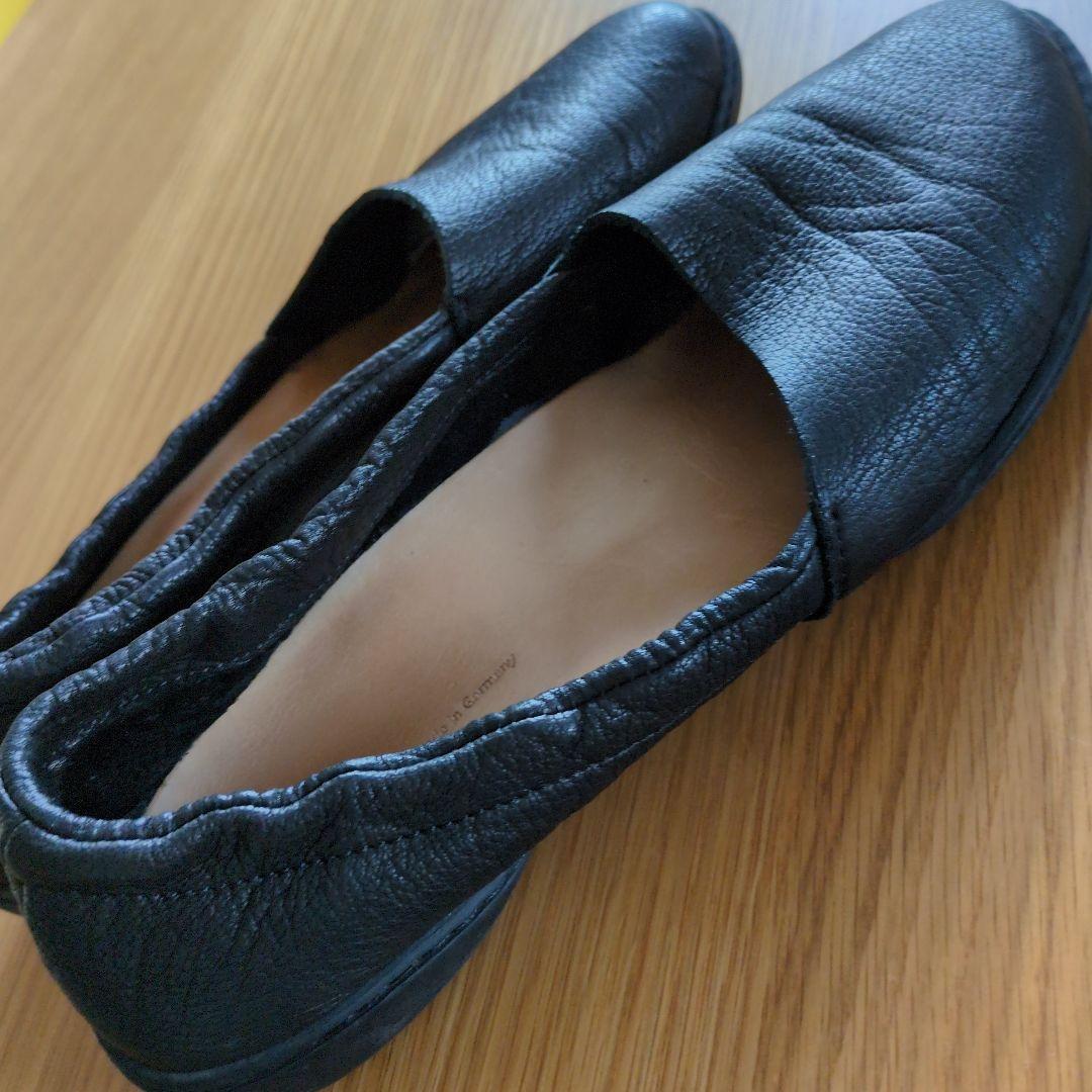 【trippen】ブラックレザー フラットシューズ 38