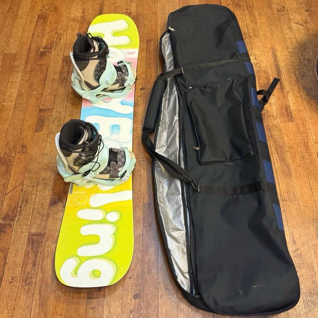 送料込！CosmicSurf 139cm salomon 24cmスノボセット！