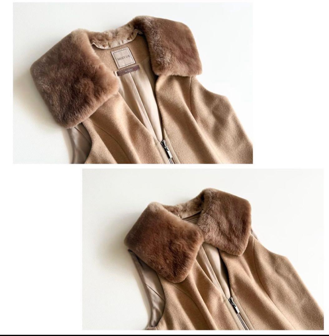 ◾️美品　フォクシー　foxy　デイジーリン　ジレ　ベスト　キャメル　ファー