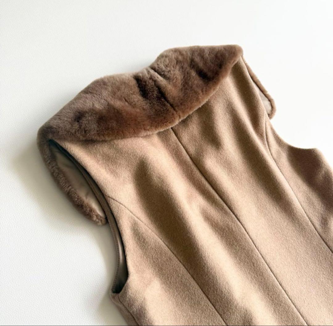 ◾️美品　フォクシー　foxy　デイジーリン　ジレ　ベスト　キャメル　ファー