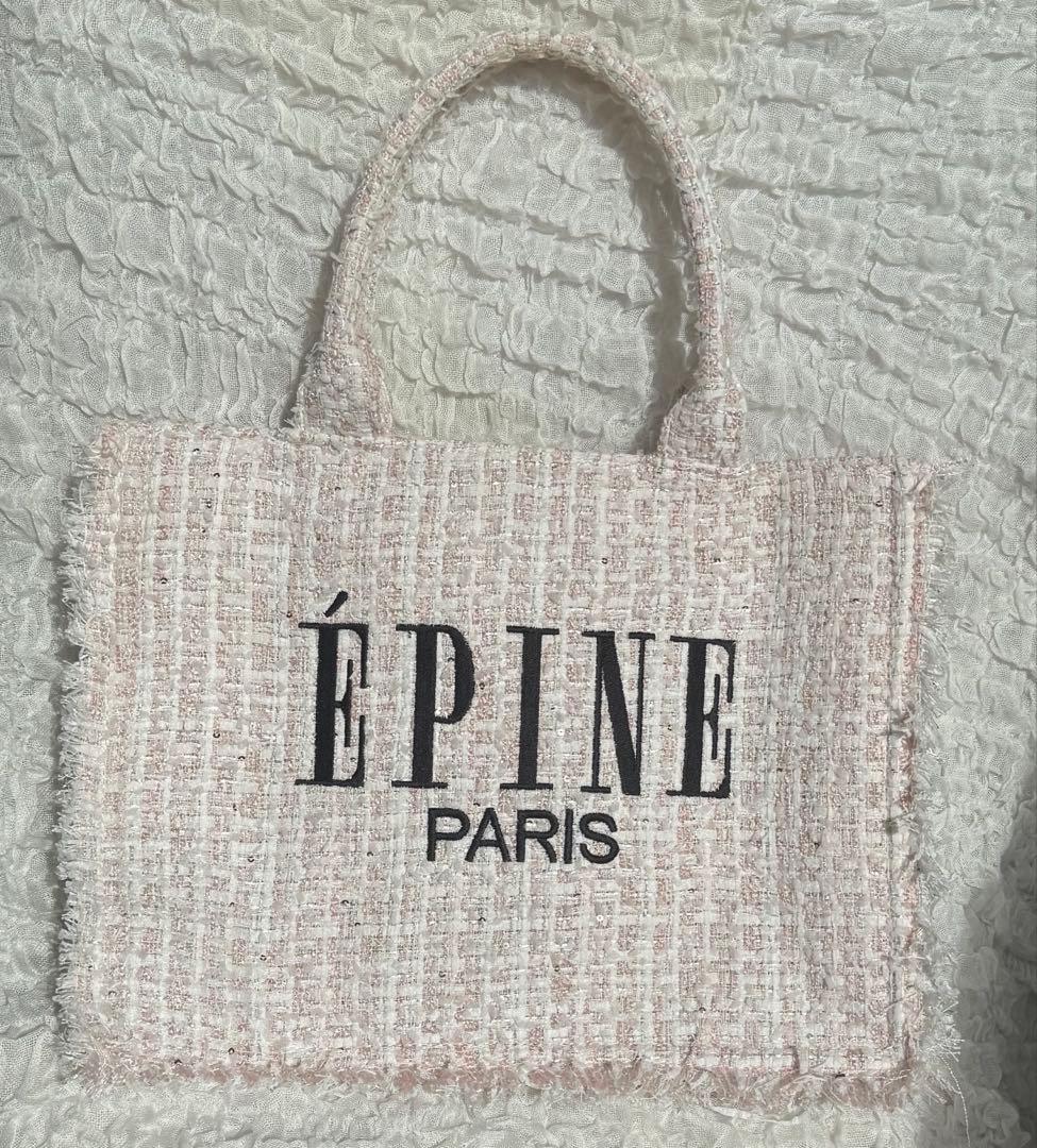 épine ツイードブックトートバッグ ピンク