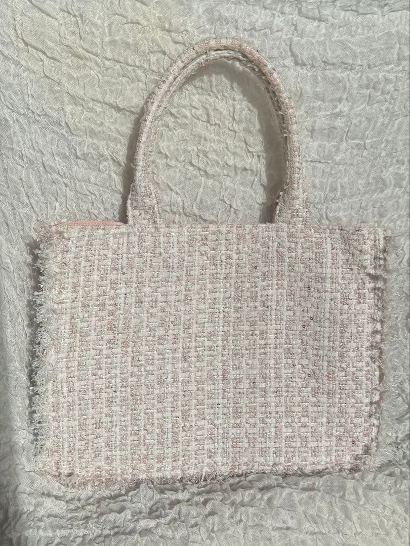 épine ツイードブックトートバッグ ピンク