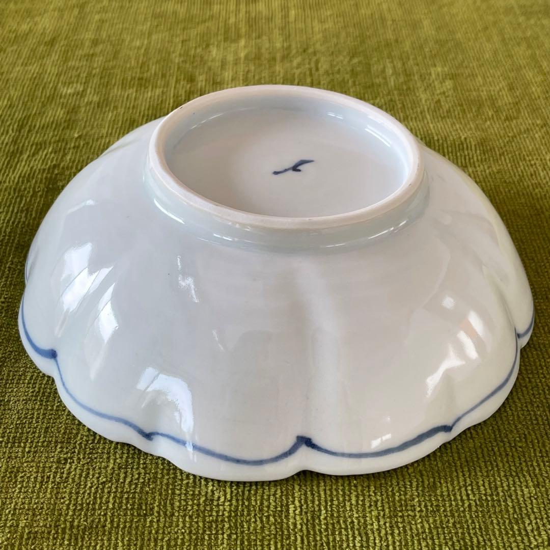 樋山真弓　染付 輪花5寸鉢 + 赤絵7寸鉢 2点セット