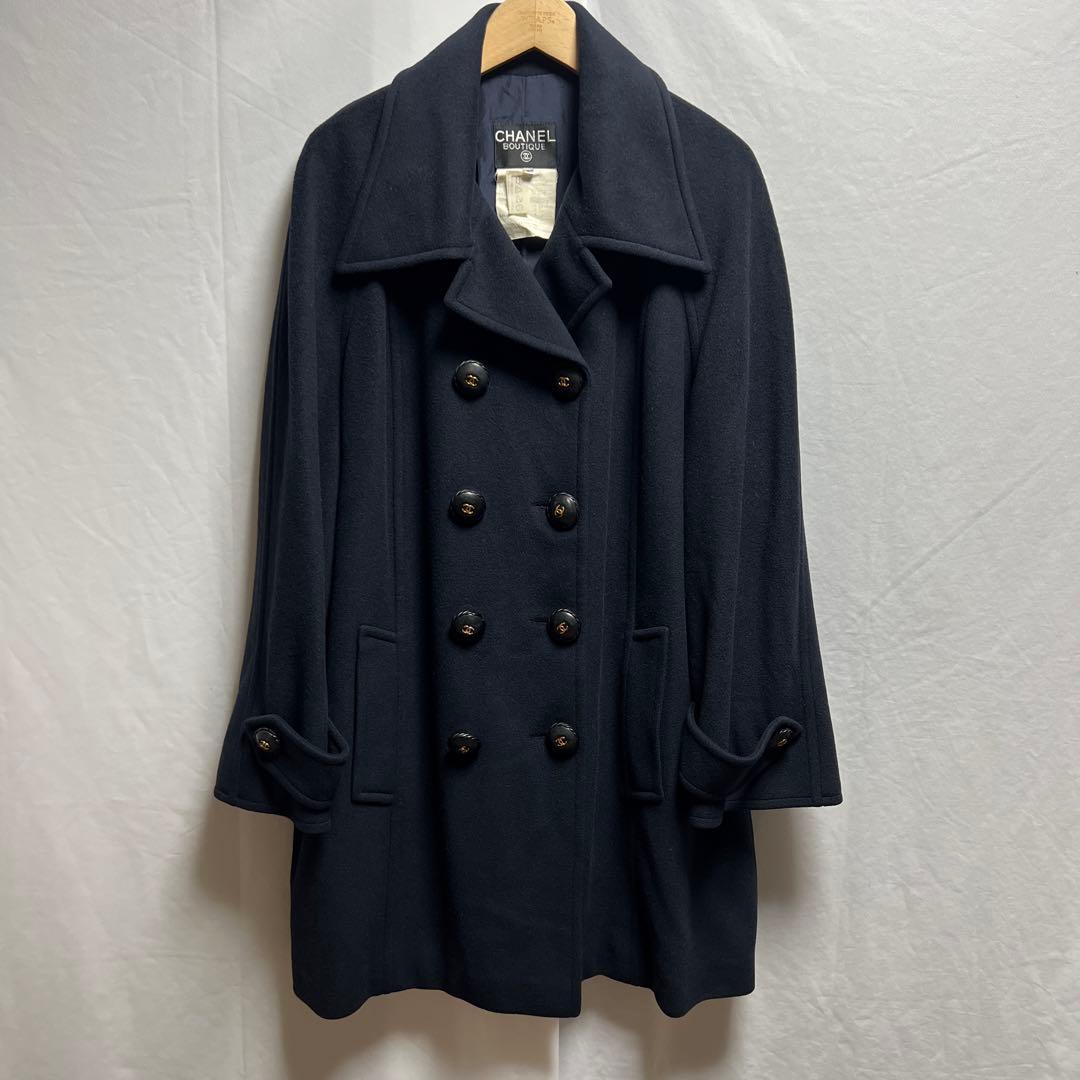 CHANEL シャネル　ココボタン コート カシミヤ100% ブラック　40