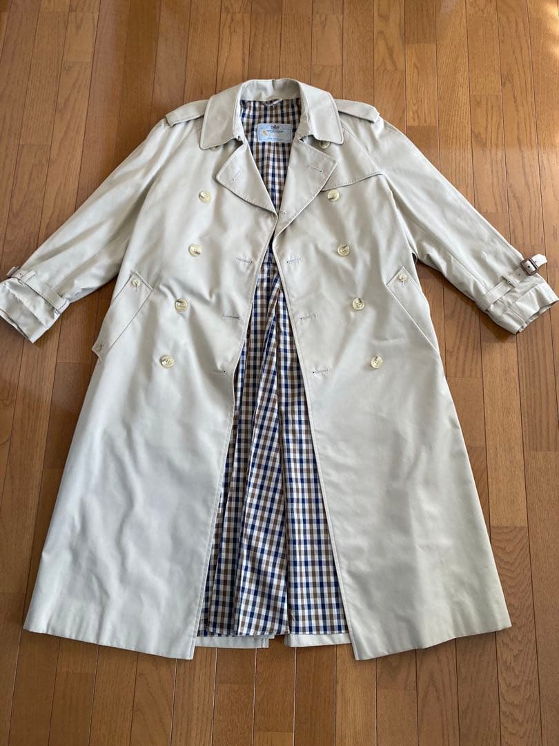 Aquascutumレディース　ロングトレンチコート ベージュ　Lサイズ