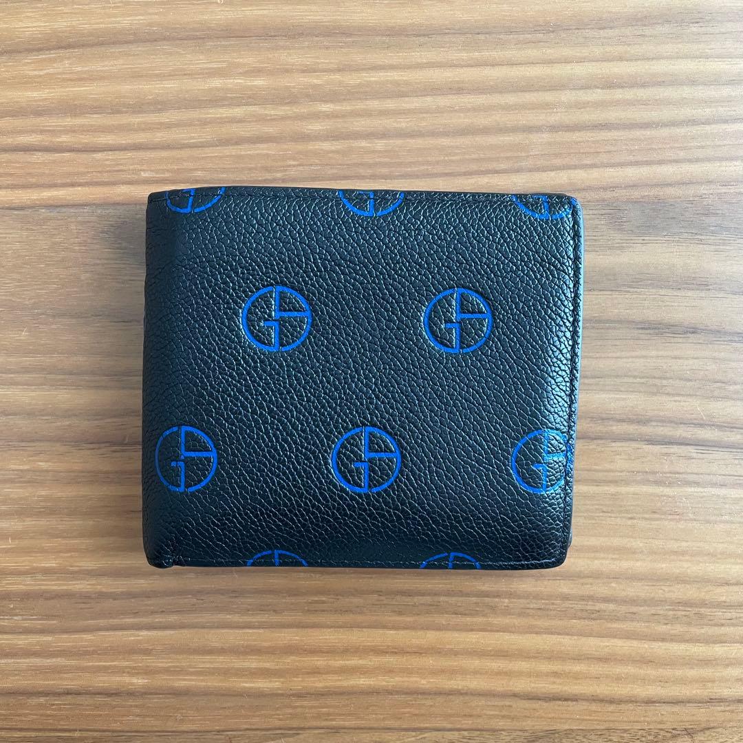 Giorgio Armani 二つ折り財布 黒/青