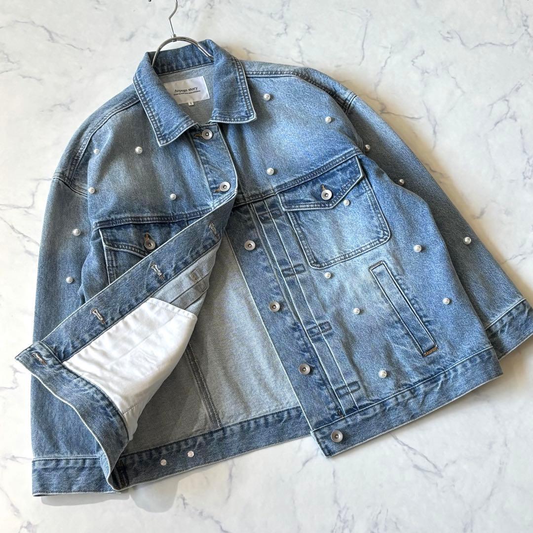 【美品】 Arpege story パール付きBIG Gジャン デニムジャケット