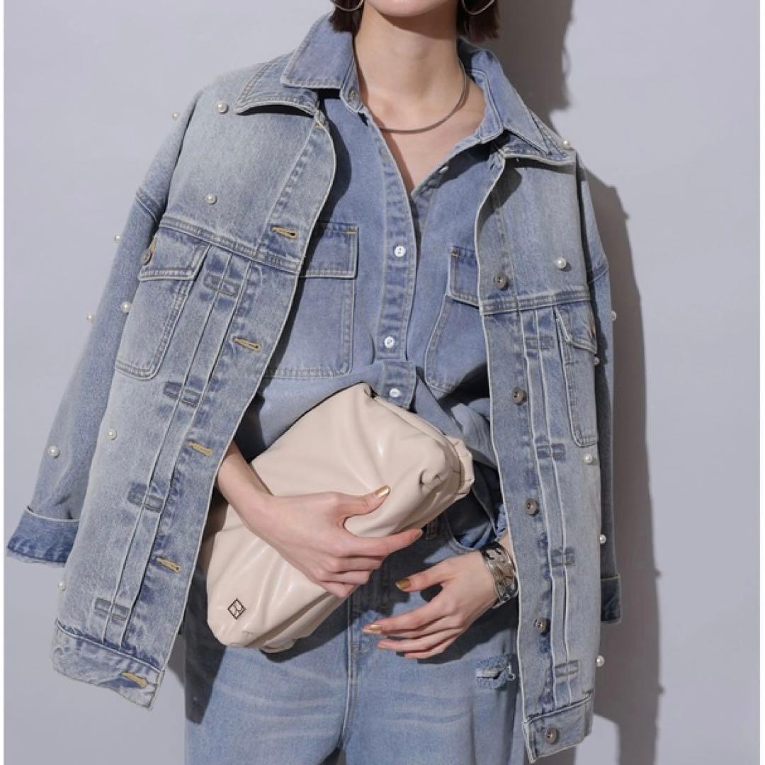 【美品】 Arpege story パール付きBIG Gジャン デニムジャケット