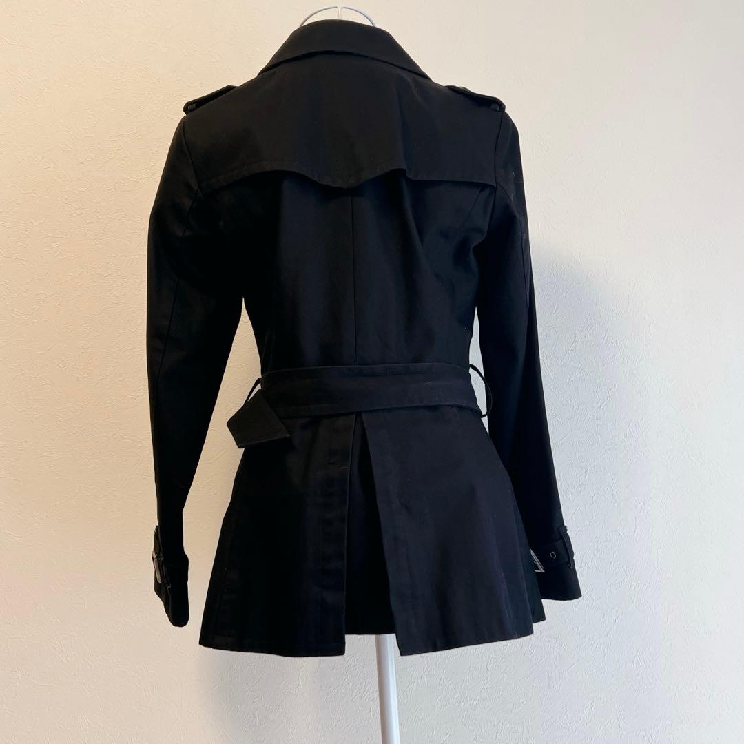 バーバリー ショートトレンチコート ノバチェック ベルト付き 黒 38