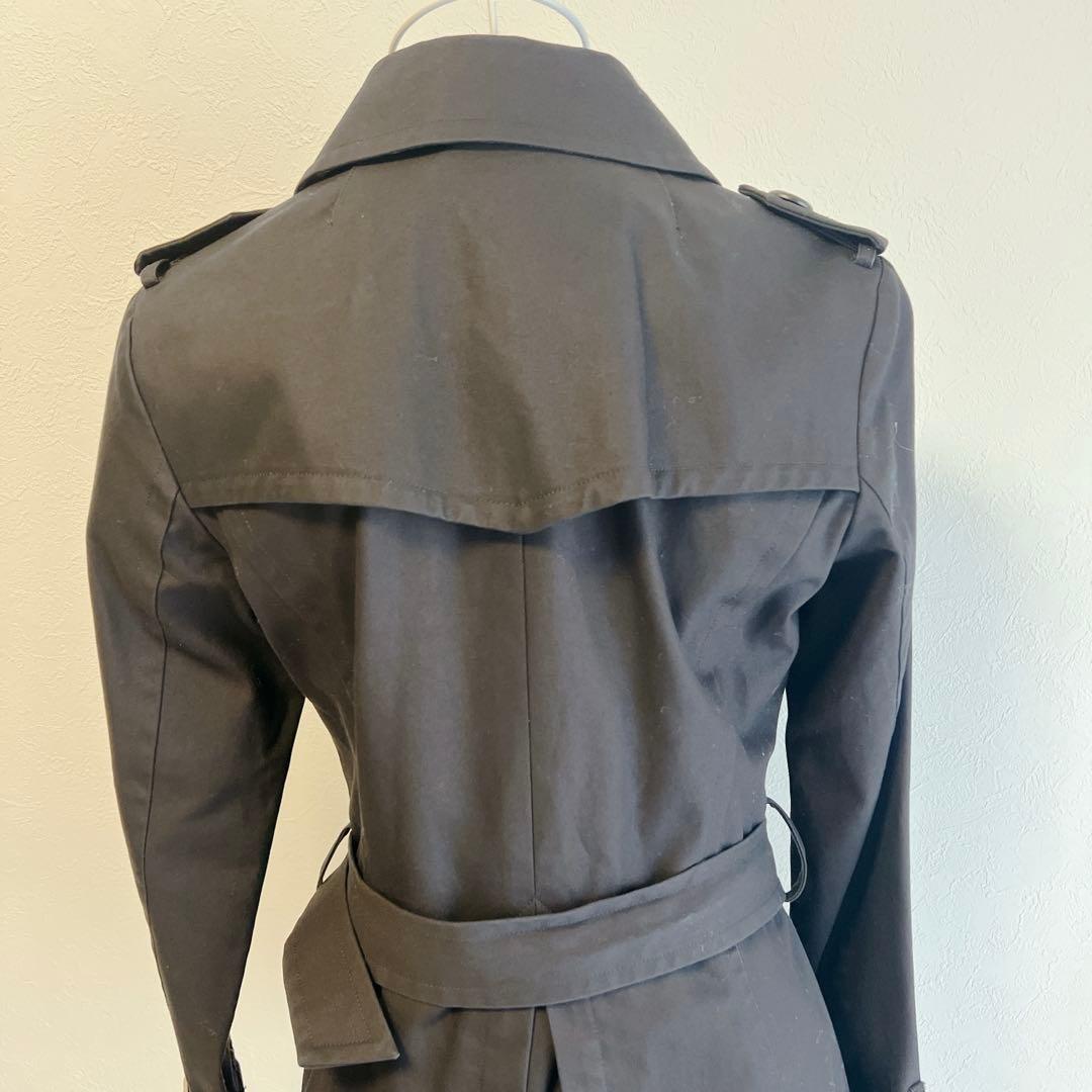 バーバリー ショートトレンチコート ノバチェック ベルト付き 黒 38