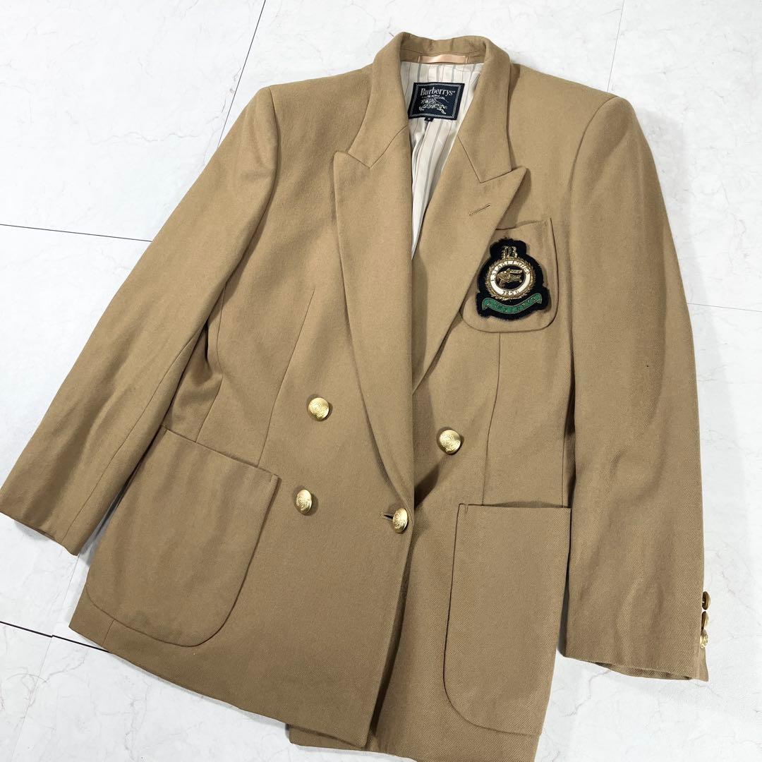 ✨美品バーバリーズ ダブルテーラードジャケット 金ボタン 希少キャメル ワッペン