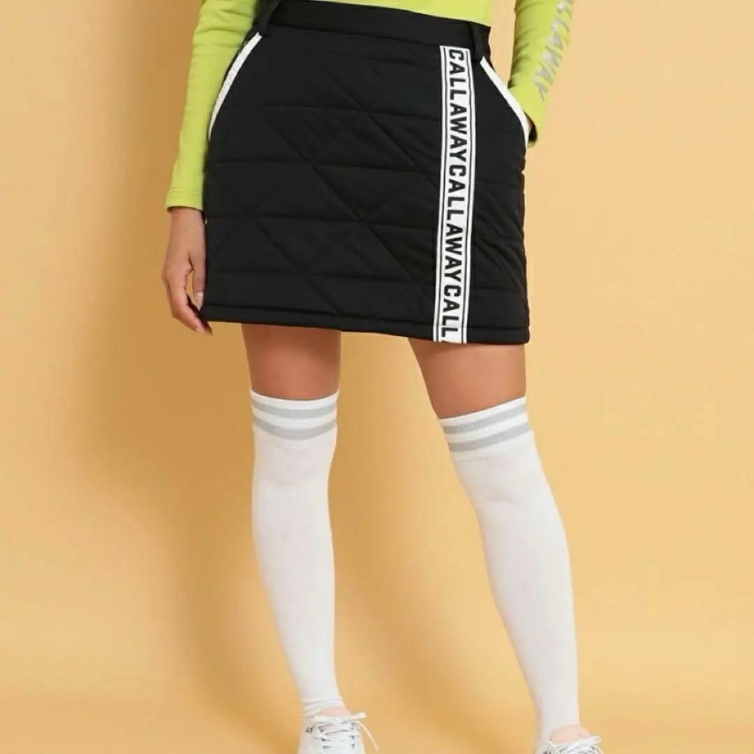 【L★新品未使用】Callaway レディース ゴルフスカート 黒 中綿 防風