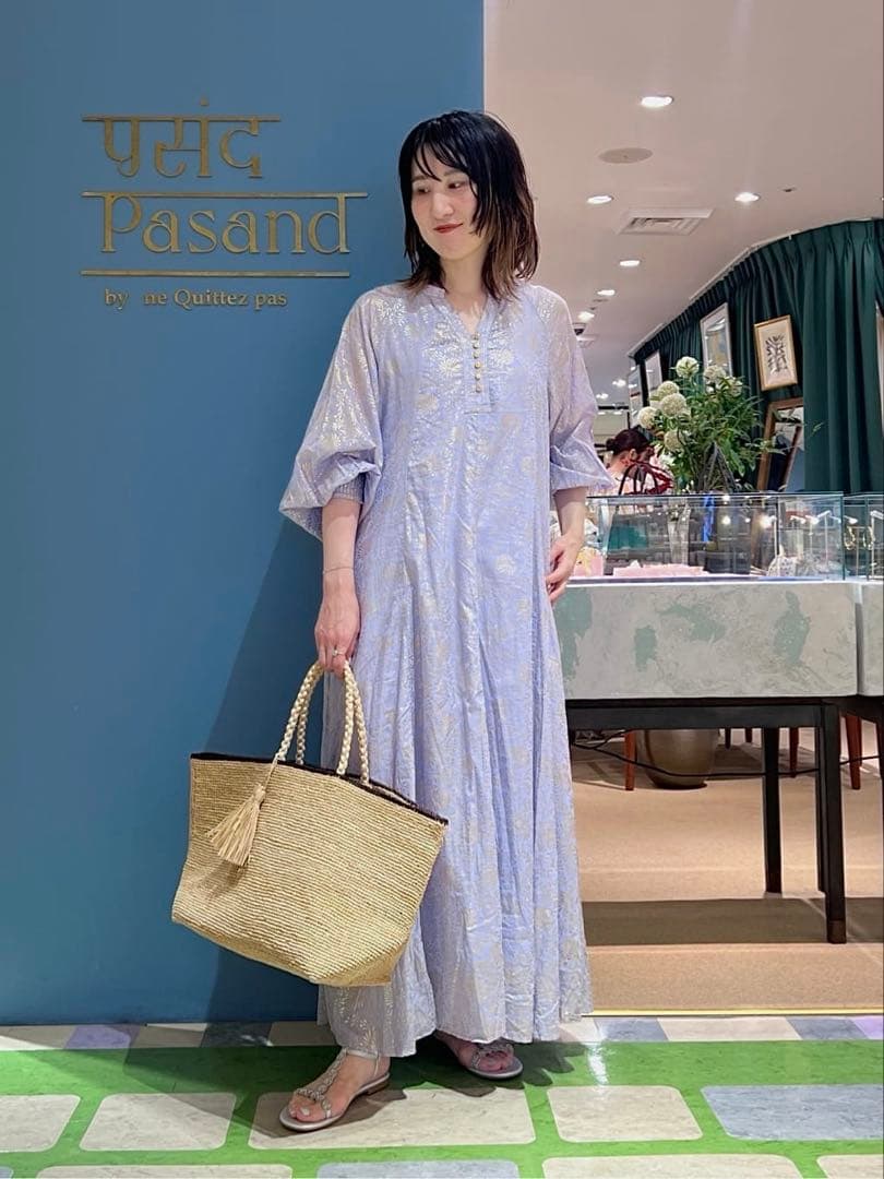 ne Quittez pas ゴールド箔プリントアラベスク柄　パープル　ヌキテパ