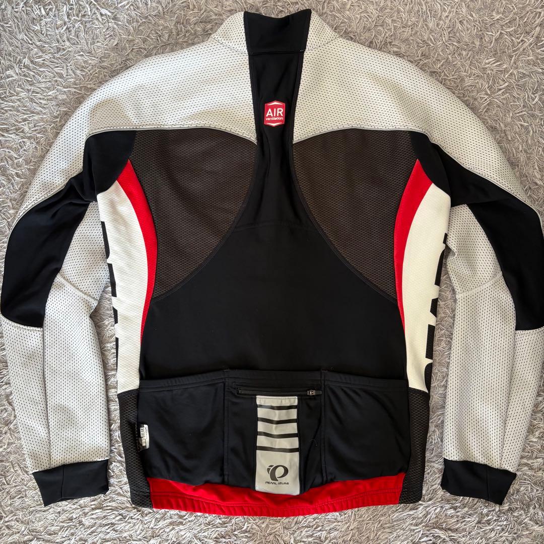 【美品Lサイズ】冬用 PEARL IZUMI ウィンドブレークジャケット 白×赤
