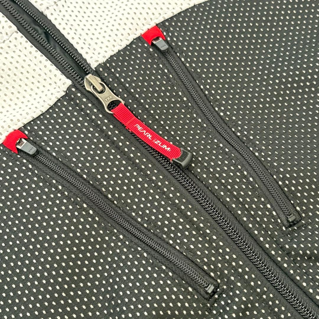 【美品Lサイズ】冬用 PEARL IZUMI ウィンドブレークジャケット 白×赤