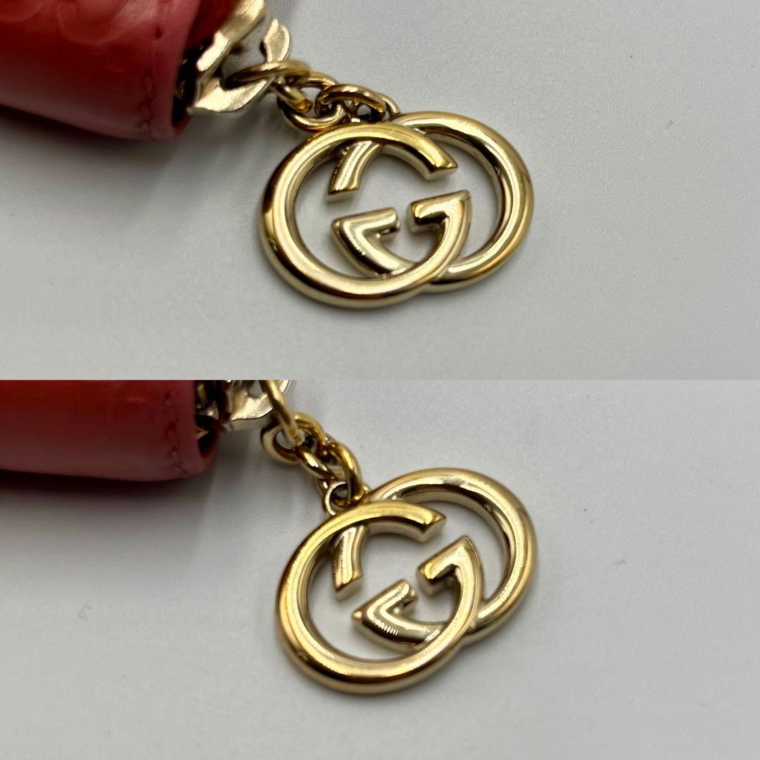 ハ*ス様 グッチ ラウンドジップ シマ ピンク レザー レザー 直営店ショップカ