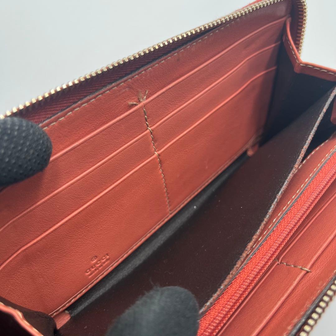 ハ*ス様 グッチ ラウンドジップ シマ ピンク レザー レザー 直営店ショップカ