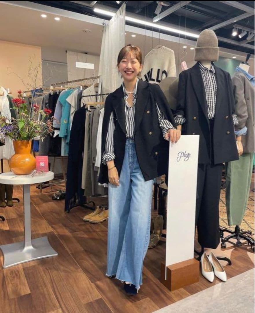 【試着のみ】PlageツィードケープジャケットGIRL