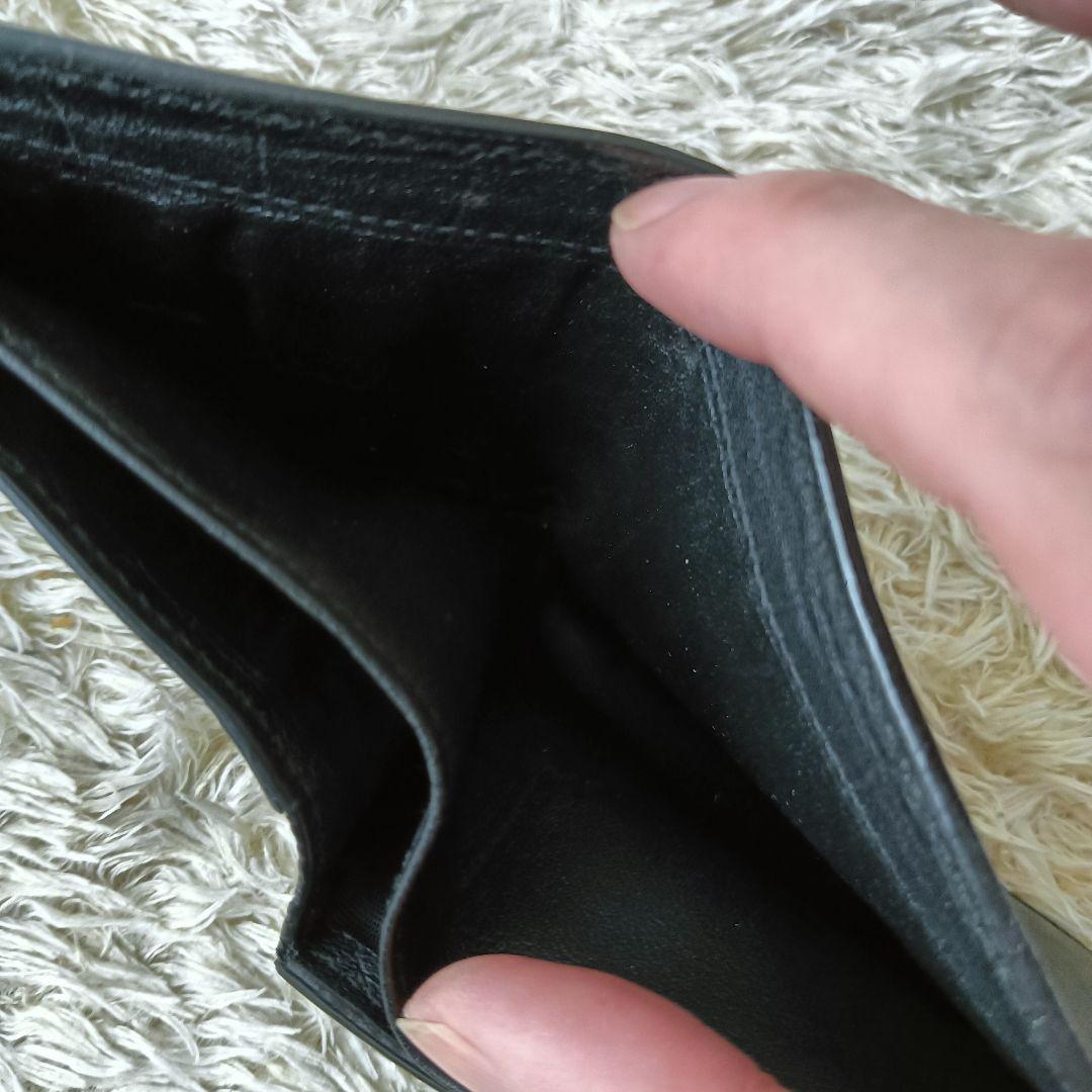 サンローラン　折り財布　小銭入れ　YSLロゴ　クロコ型押し　黒　ウォレット