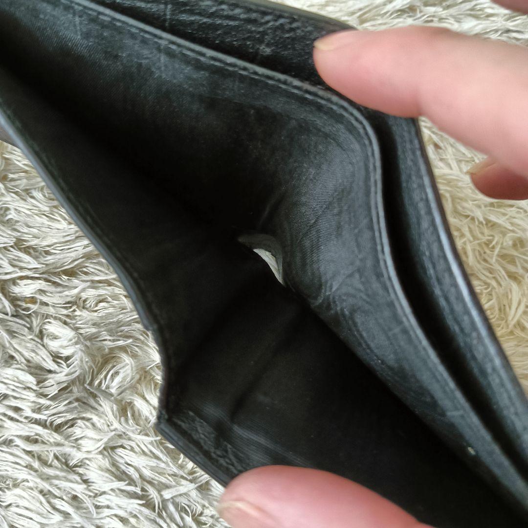 サンローラン　折り財布　小銭入れ　YSLロゴ　クロコ型押し　黒　ウォレット