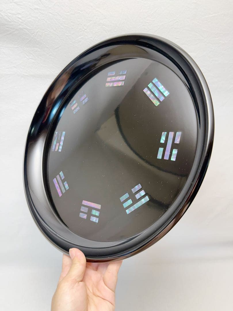 ほぼ未使用 茶道具 黒塗 螺鈿細工 青貝 八卦盆 元箱