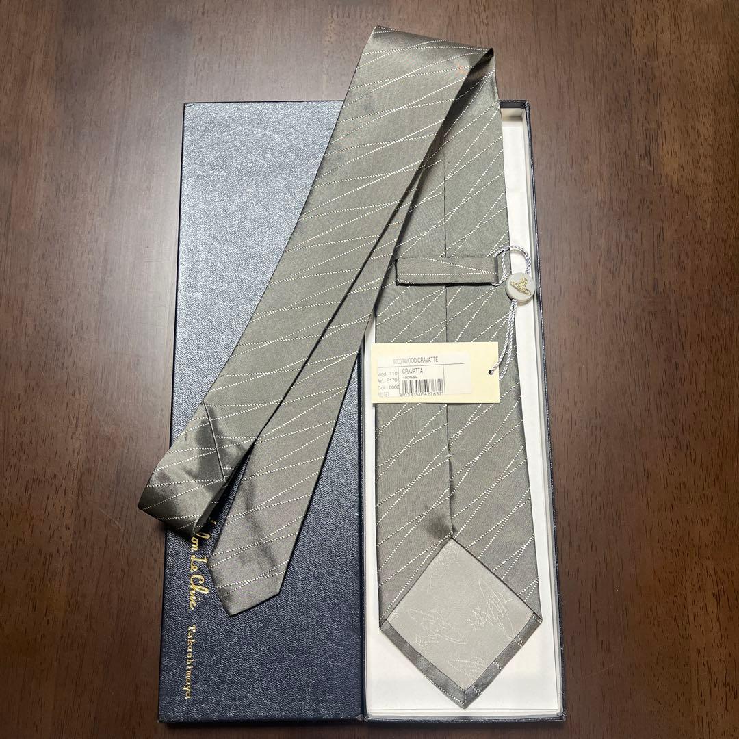 未使用タグ付　ヴィヴィアンウエストウッド　ネクタイ　グレー　オーブ柄