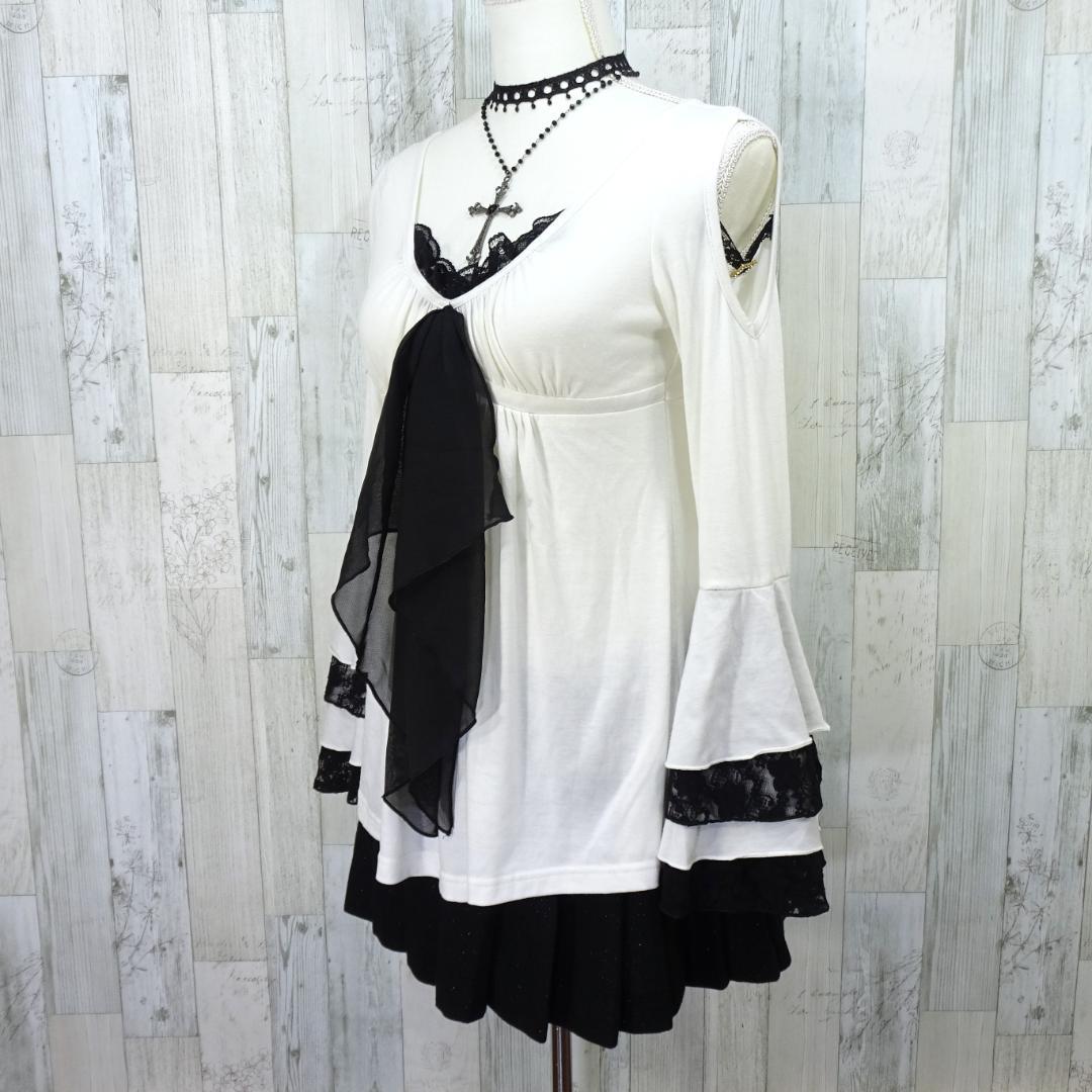 GOLDS infinity チュニック フレアスリーブ 肩見せ 装飾 フリル