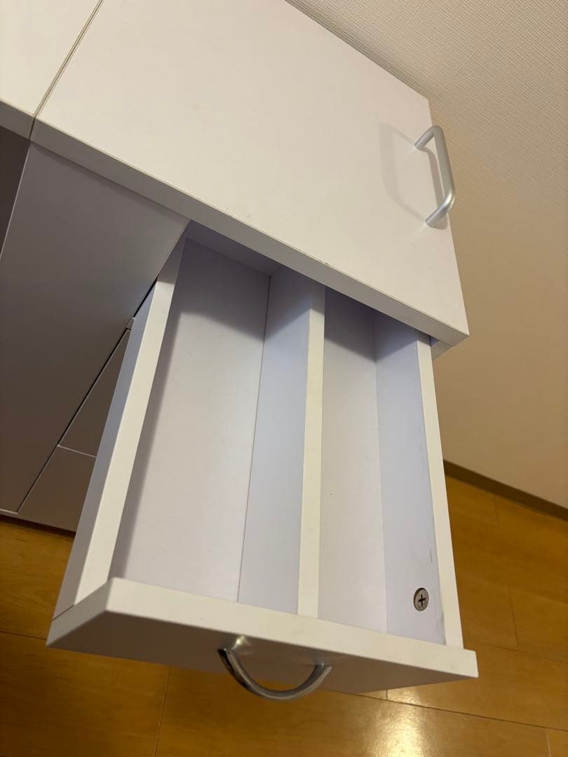 折りたたみコンパクトデスク・ホワイト・引き出し付き