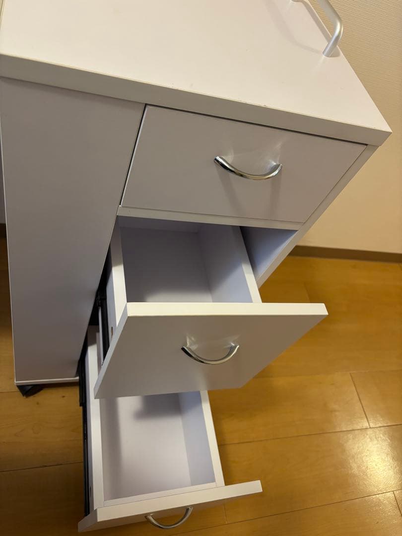 折りたたみコンパクトデスク・ホワイト・引き出し付き