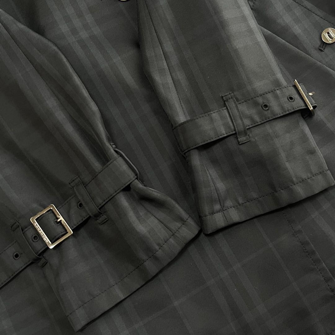 バーバリー トレンチコート シャドーチェック ミドル丈 黒 BURBERRY