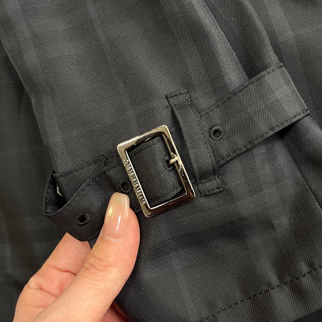 バーバリー トレンチコート シャドーチェック ミドル丈 黒 BURBERRY