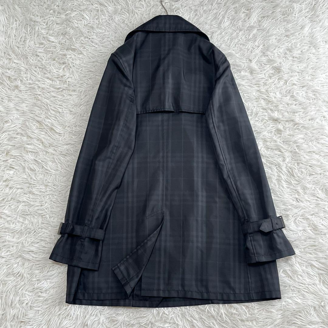 バーバリー トレンチコート シャドーチェック ミドル丈 黒 BURBERRY