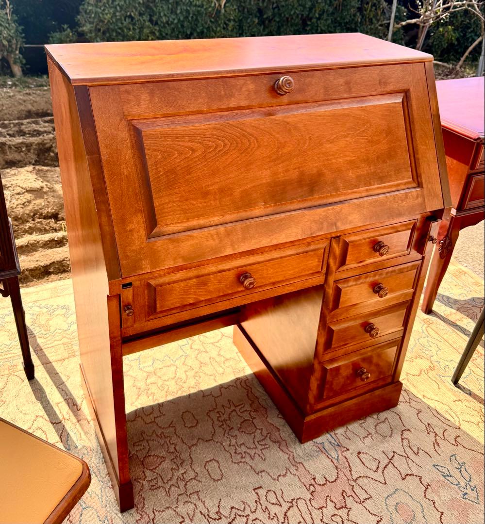 北海道民芸家具 樺無垢材 ライティングビューロー 民芸家具