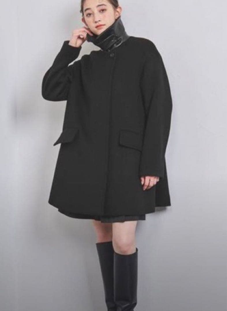 ユナイテッドアローズ ステンカラーミドルコート　2way ブラック　aライン