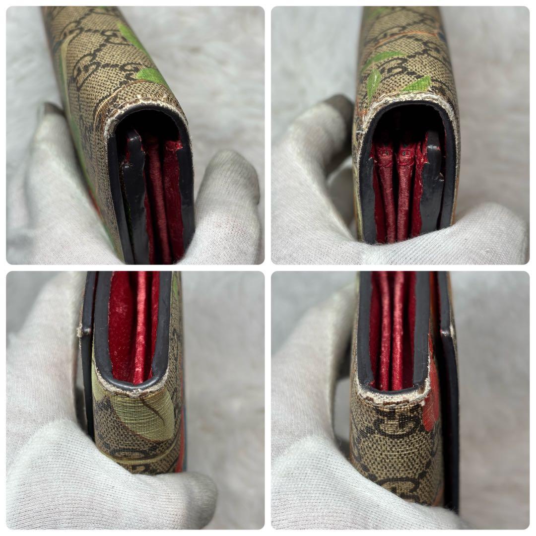 ✨美品✨ グッチ 長財布 ティアン 花 鳥 GGスプリーム 折り財布 レザー