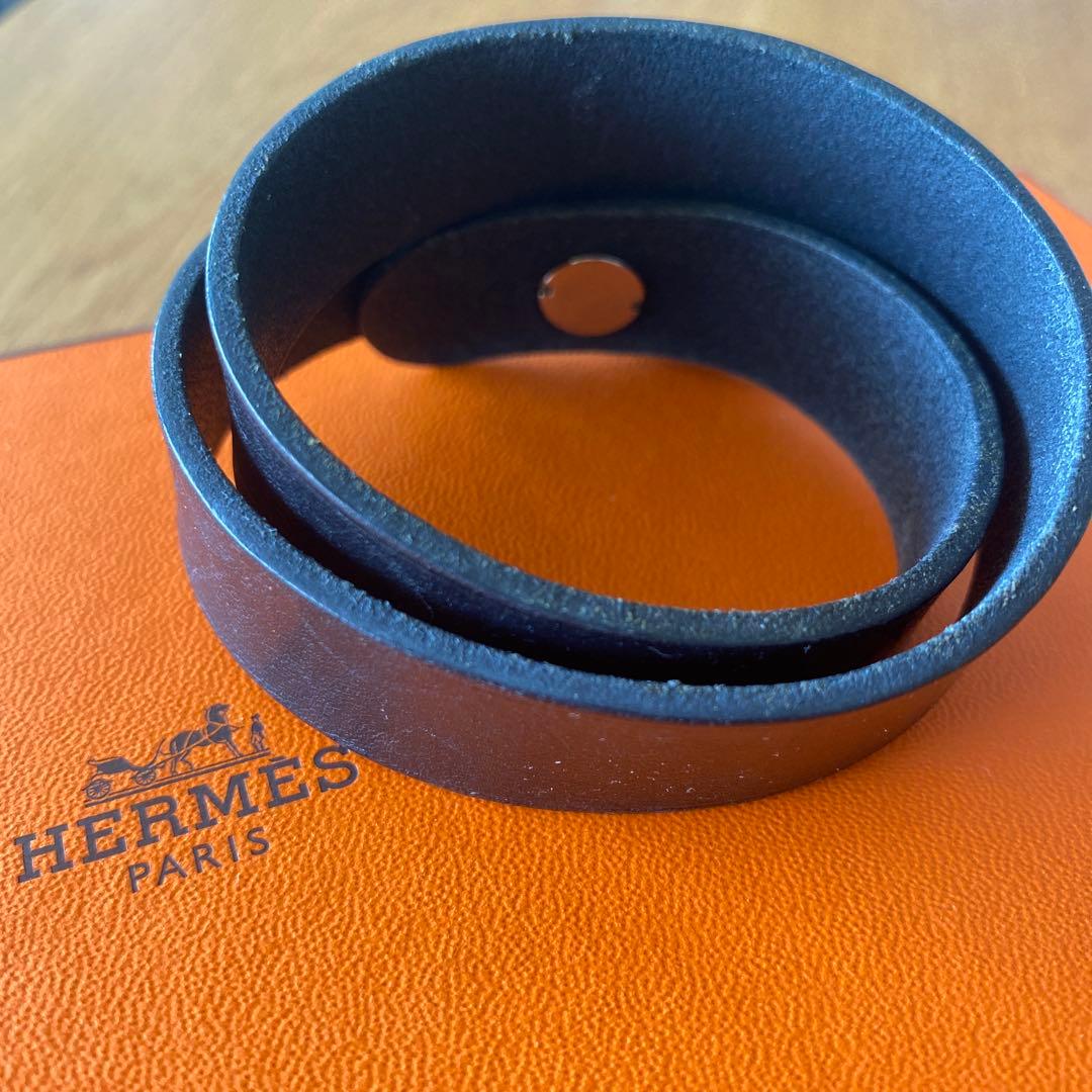 エルメス　セリエ　ブレスレットR刻　ブラックレザー