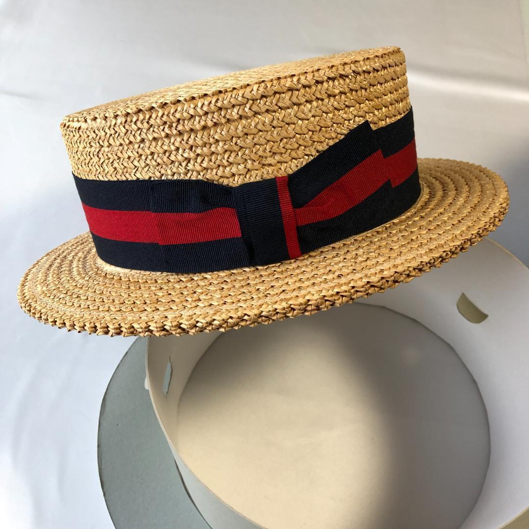 未使用級　イタリア製　ポンテリアルト カンカン帽　麦わら帽子　59cm