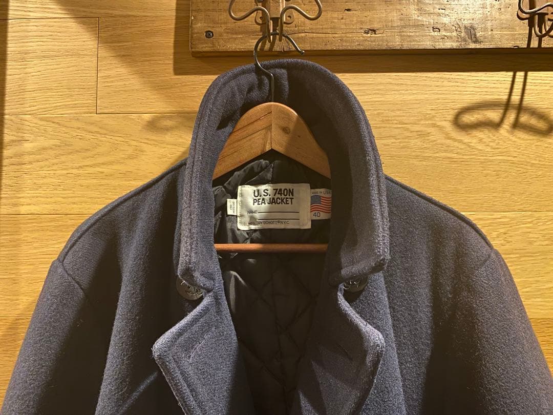 Schottショット　ピーコート　ネイビー　Ｌ