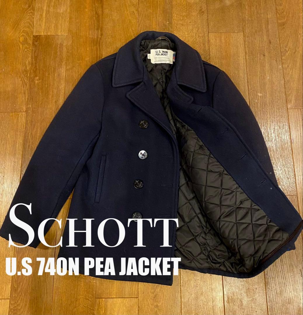 Schottショット　ピーコート　ネイビー　Ｌ