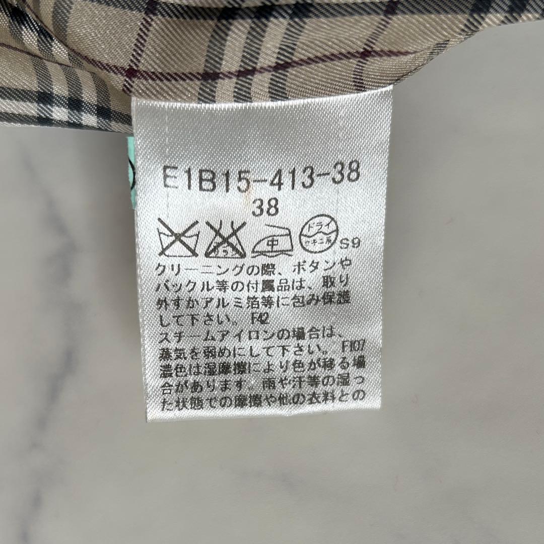 バーバリーブルーレーベル ボルドー ノーカラー コート ダブル ノバチェック