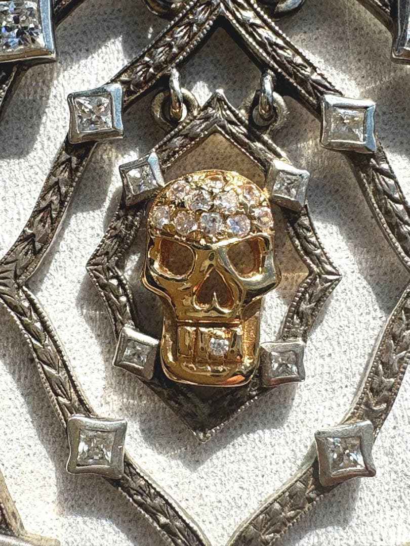 ローリーロドキン　スパイダーウェブ スカル ペンダントLoree Rodkin