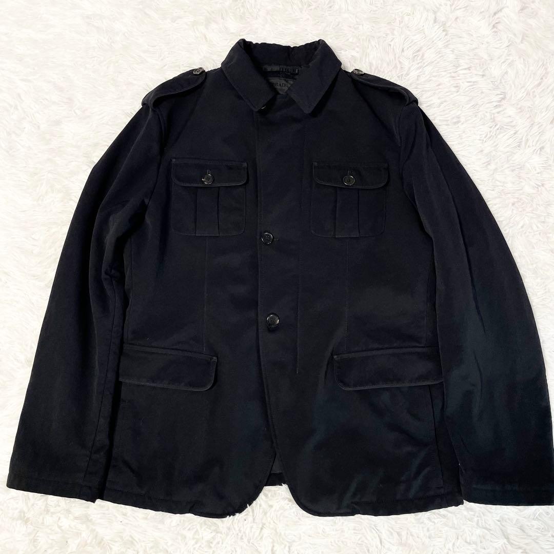 【美品】PRADA カーブドオフィサージャケット AW08 サイズ52 黒