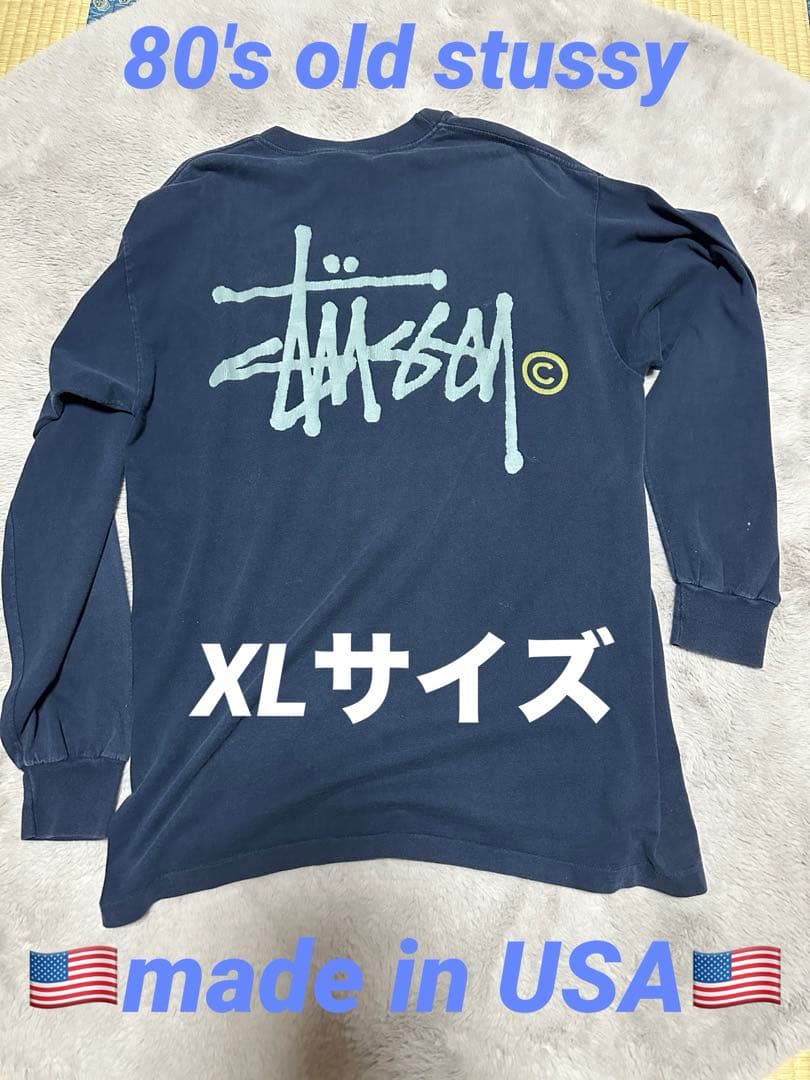 希少　Stüssy ネイビー 長袖カットソー　XLサイズ