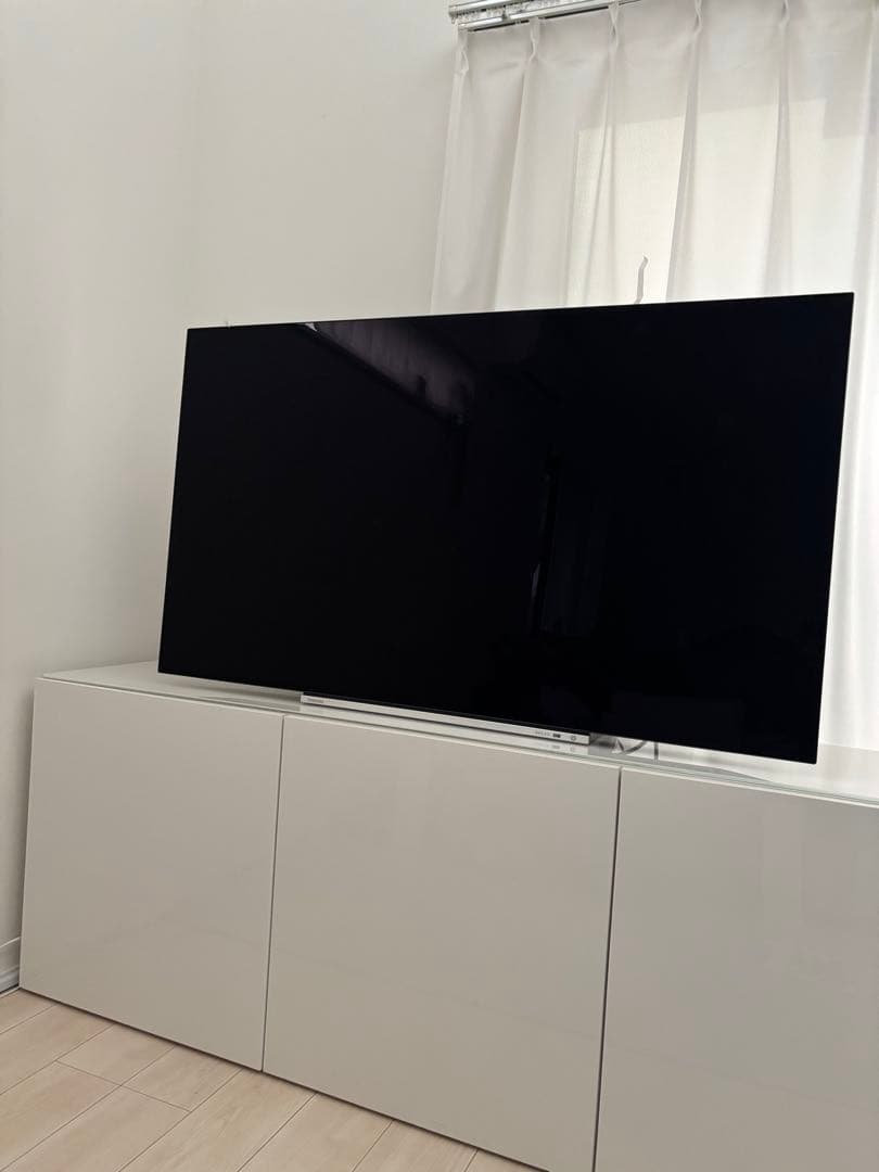 【美品】IKEA ガラス天板付　テレビ台 キャビネット　ベストー　鏡面