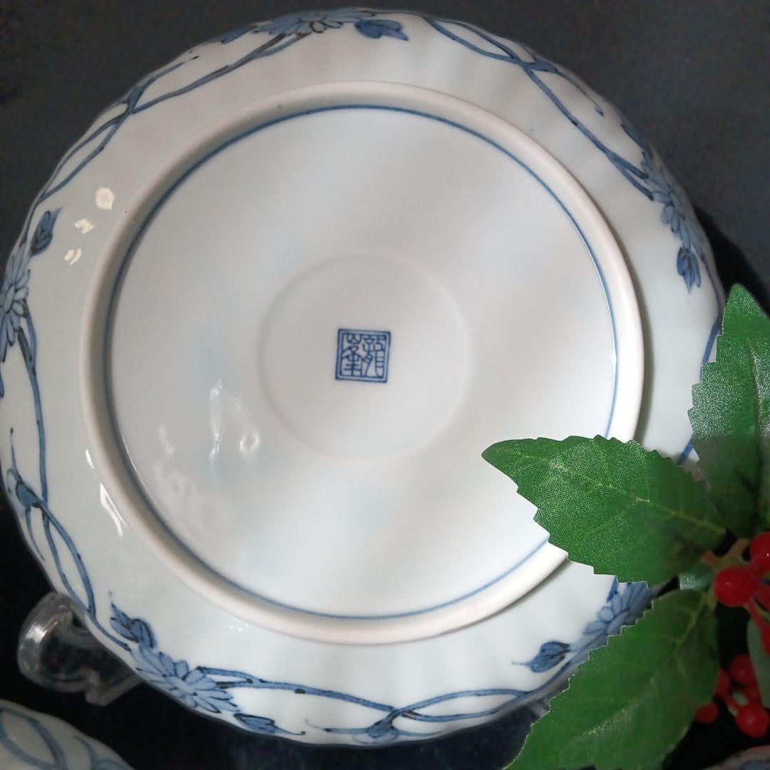 美濃焼　龍峯窯　輪花　古伊万里　金彩祥瑞花丸紋　中皿 19cm 5枚