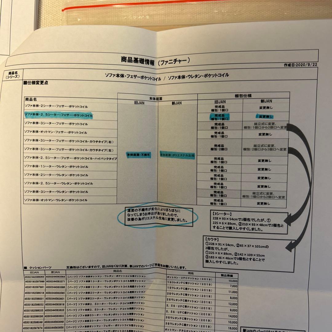 無印良品 ソファ2.5シーター フェザーポケットコイルソファ