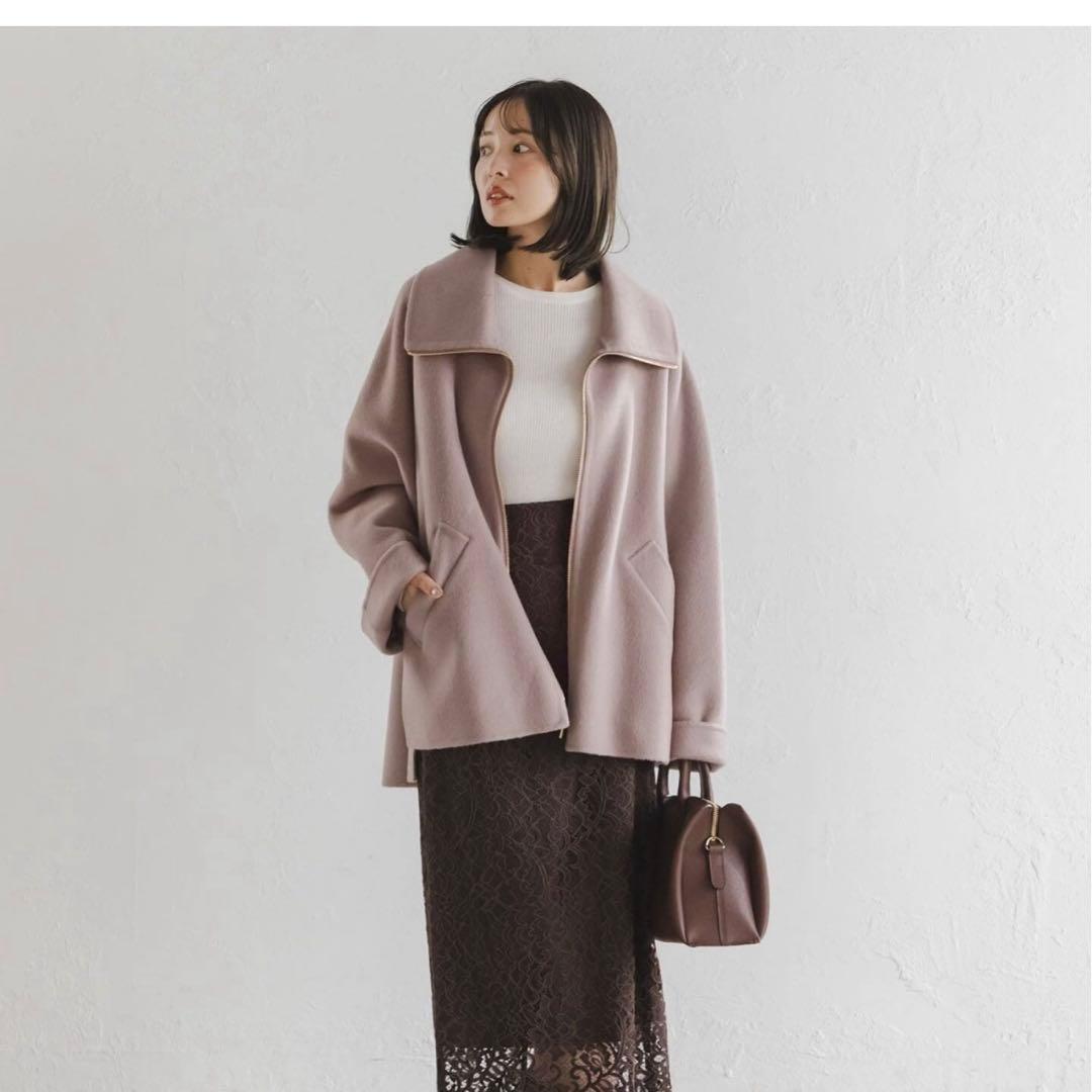 NOBLE ノーブル　2025今季新作　キャメルミックスリバージップコート　38