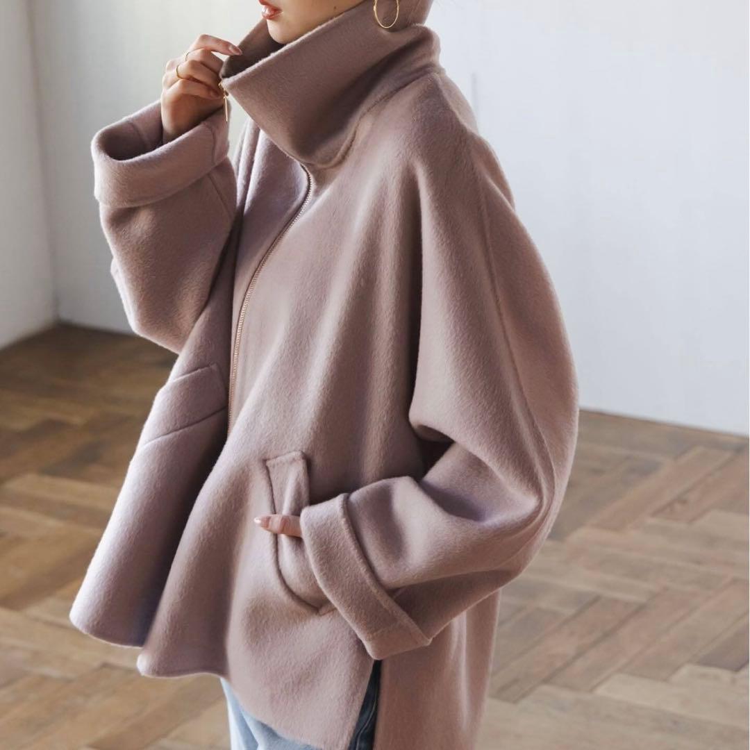 NOBLE ノーブル　2025今季新作　キャメルミックスリバージップコート　38